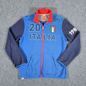 Y2K Puma Italia Track Jacket Mens Full Zip Blue Soccer Football Size Medium
